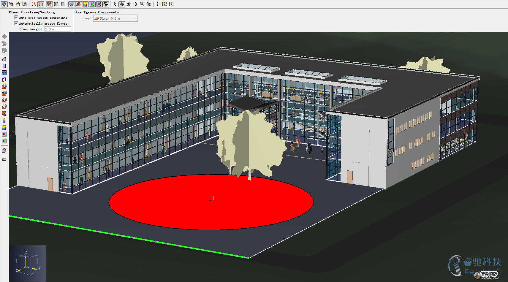 中山消防安全評估中山人員疏散能力模擬分析軟件Pathfinder7